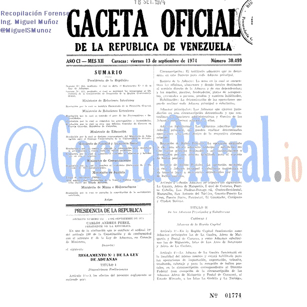 Gaceta Oficial 30499 del 13 Septiembre 1974