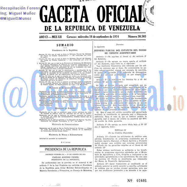 Gaceta Oficial 30503 del 18 Septiembre 1974