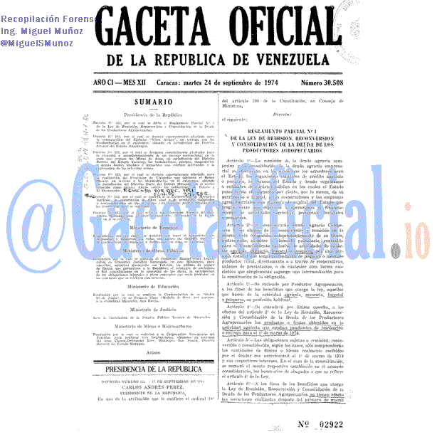 Gaceta Oficial 30508 del 24 Septiembre 1974