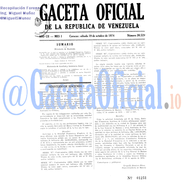 Gaceta Oficial 30529 del 19 Octubre 1974