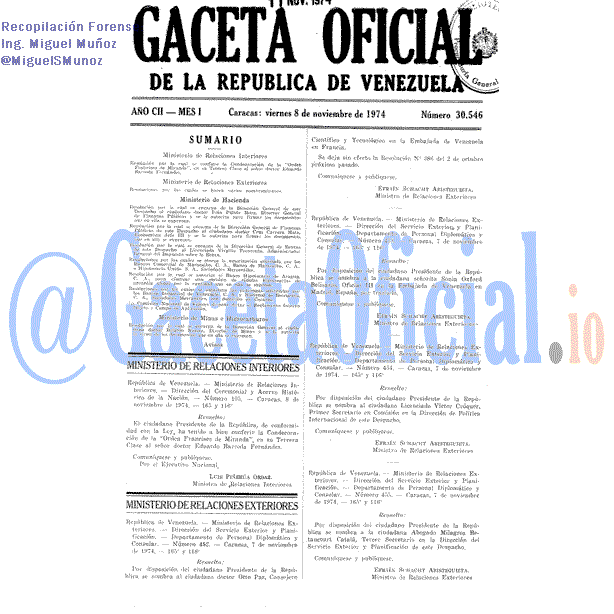 Gaceta Oficial 30546 del 8 Noviembre 1974