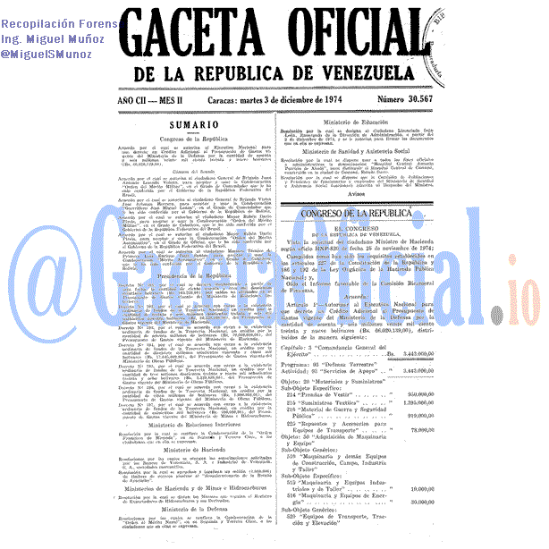 Gaceta Oficial 30567 del 3 Diciembre 1974