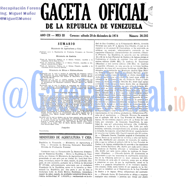 Gaceta Oficial 30585 del 28 Diciembre 1974