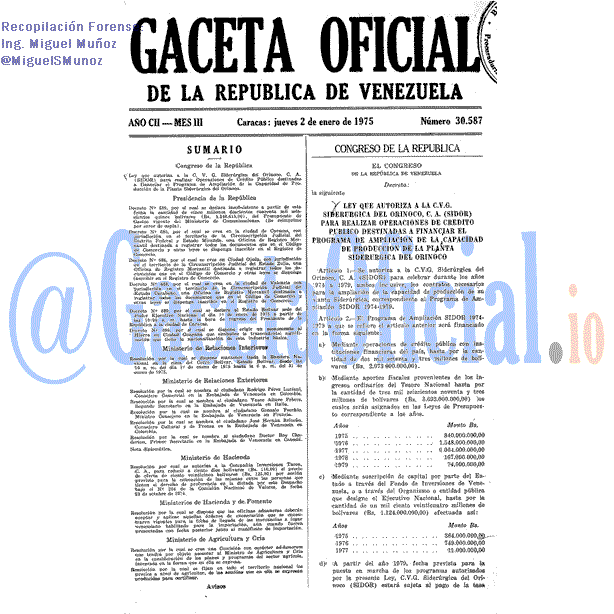 Gaceta Oficial 30587 del 2 Enero 1975