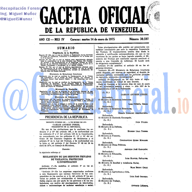Gaceta Oficial 30597 del 14 Enero 1975
