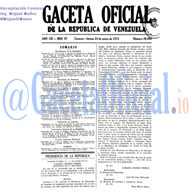 Gaceta Oficial 30606 del 24 Enero 1975