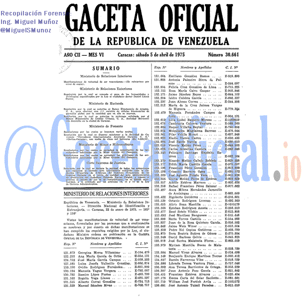 Gaceta Oficial 30661 del 5 Abril 1975