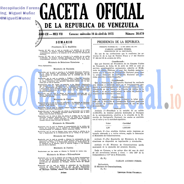 Gaceta Oficial 30670 del 16 Abril 1975