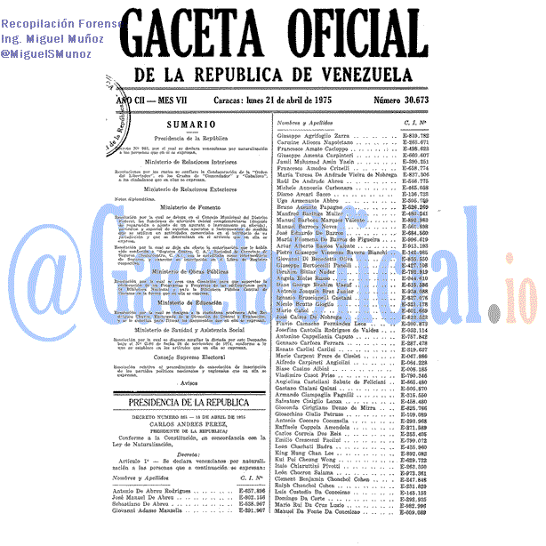 Gaceta Oficial 30673 del 21 Abril 1975