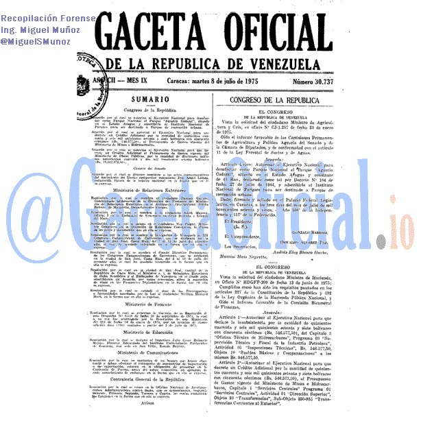 Gaceta Oficial 30737 del 8 Julio 1975