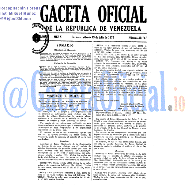 Gaceta Oficial 30747 del 19 Julio 1975