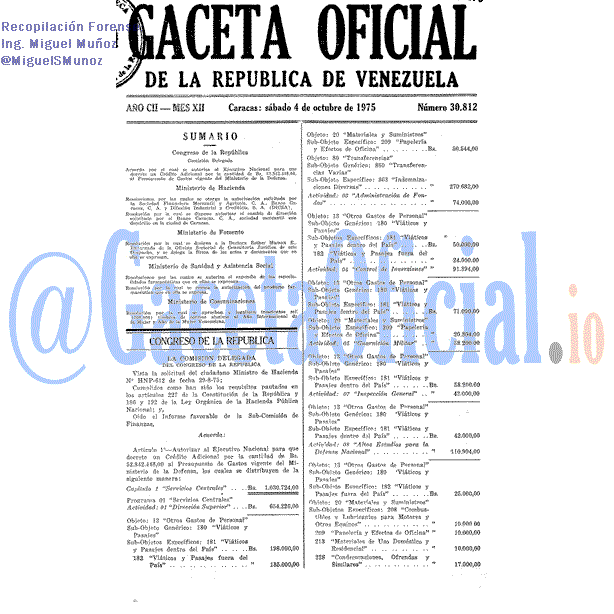 Gaceta Oficial 30812 del 4 Octubre 1975