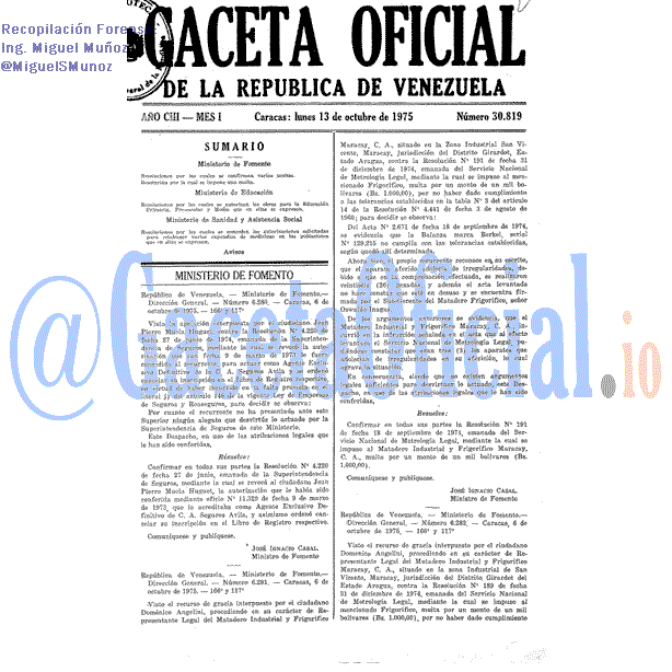 Gaceta Oficial 30819 del 13 Octubre 1975