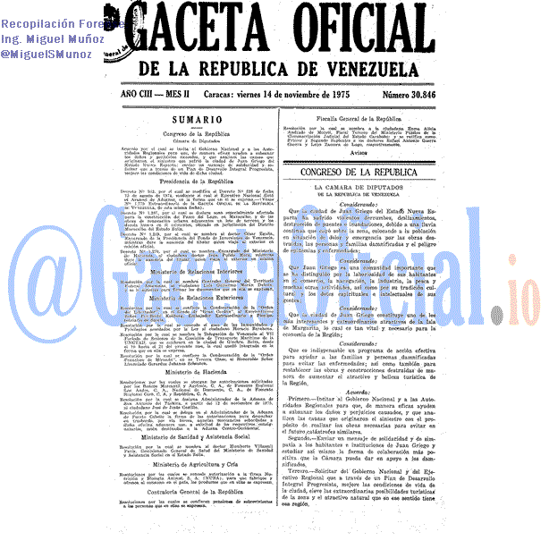 Gaceta Oficial 30846 del 14 Noviembre 1975