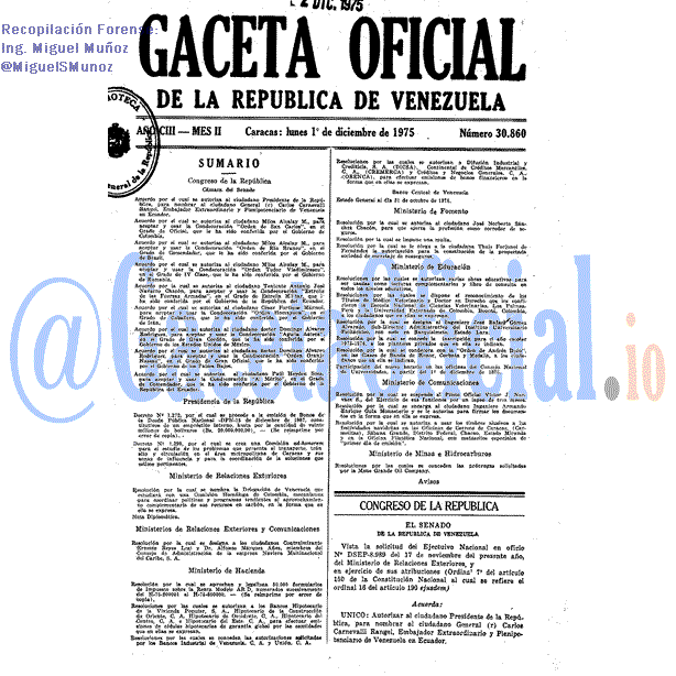 Gaceta Oficial 30860 del 1 Diciembre 1975