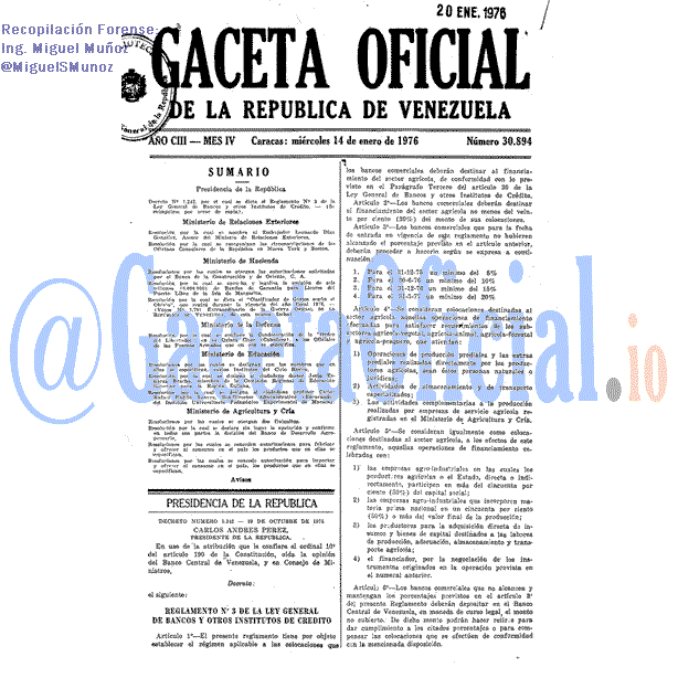 Gaceta Oficial 30894 del 14 Enero 1976