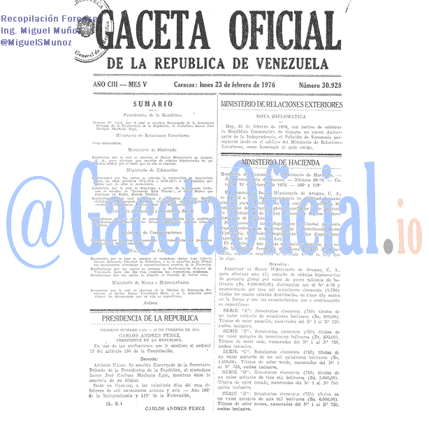 Gaceta Oficial 30928 del 23 Febrero 1976