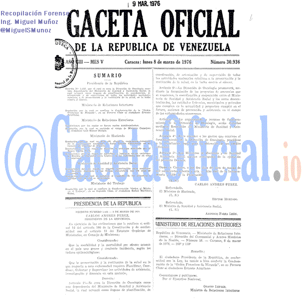Gaceta Oficial 30936 del 8 Marzo 1976