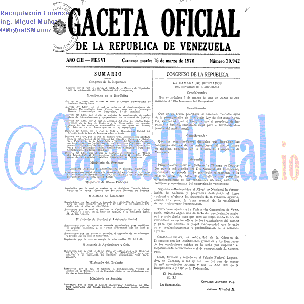 Gaceta Oficial 30942 del 16 Marzo 1976
