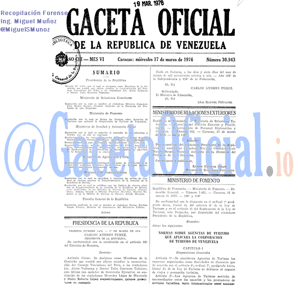 Gaceta Oficial 30943 del 17 Marzo 1976