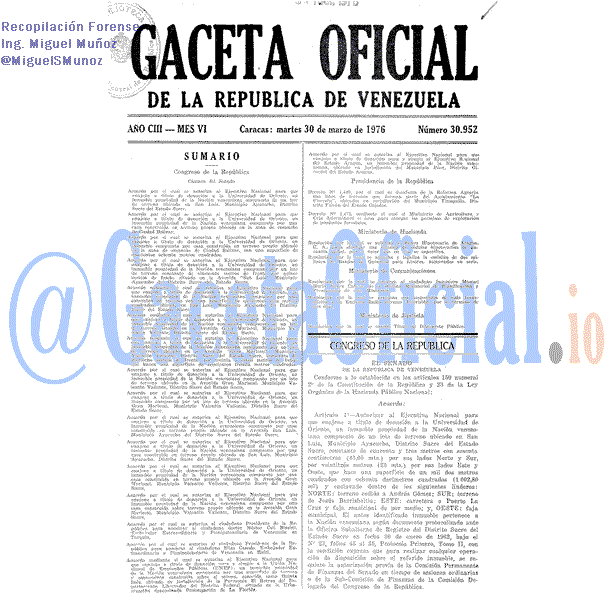 Gaceta Oficial 30952 del 30 Marzo 1976