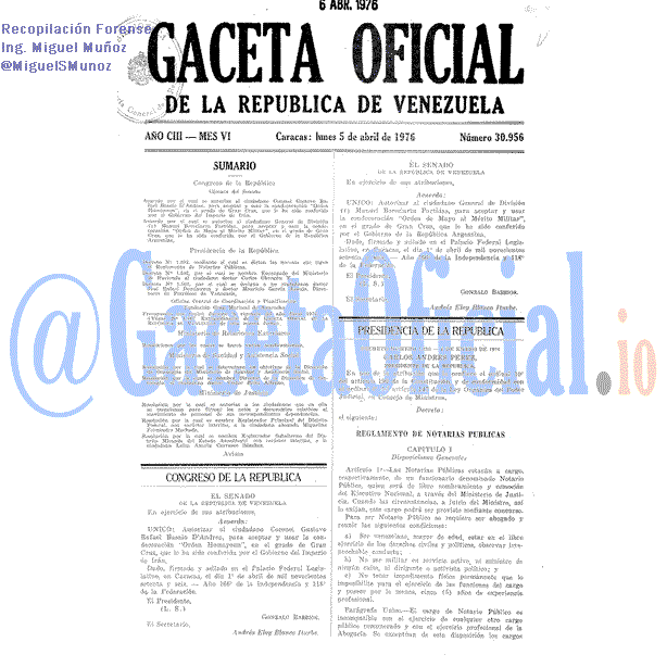Gaceta Oficial 30956 del 5 Abril 1976