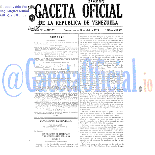 Gaceta Oficial 30963 del 20 Abril 1976