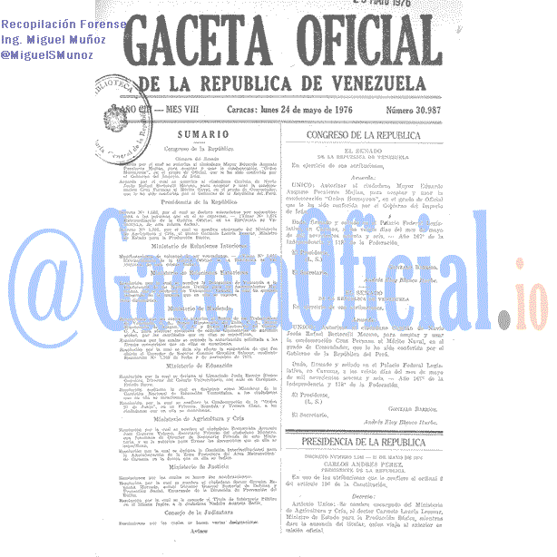 Gaceta Oficial 30987 del 24 Mayo 1976