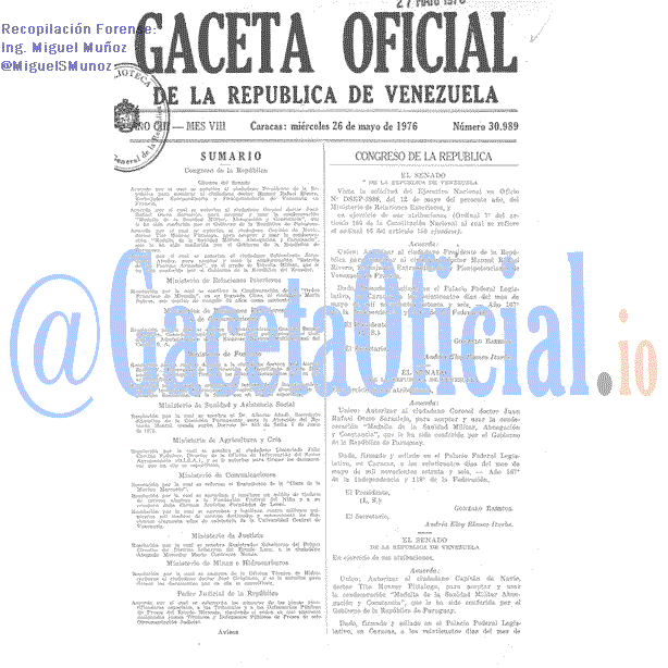 Gaceta Oficial 30989 del 26 Mayo 1976
