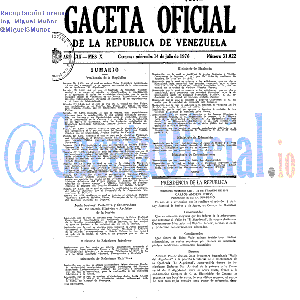 Gaceta Oficial 31022 del 14 Julio 1976