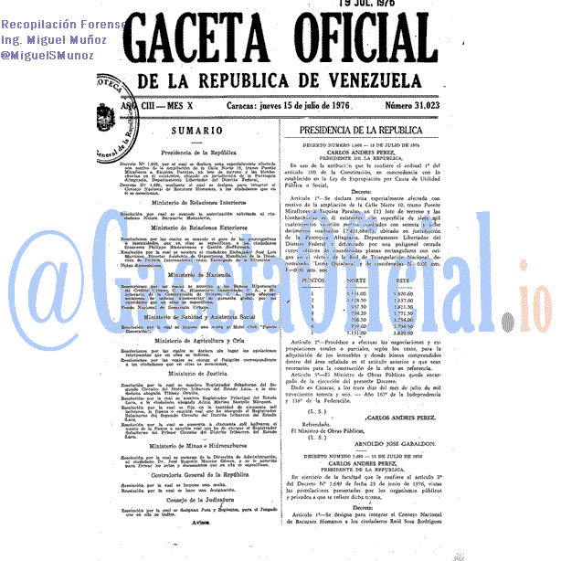 Gaceta Oficial 31023 del 15 Julio 1976