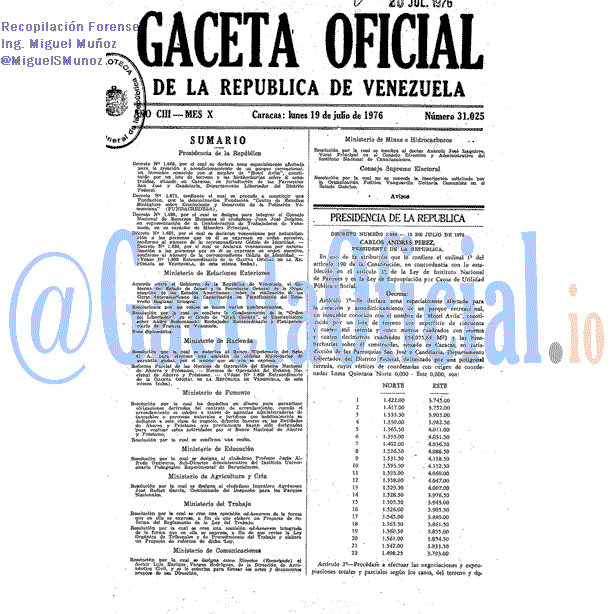 Gaceta Oficial 31025 del 19 Julio 1976