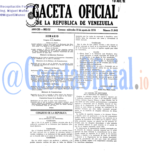 Gaceta Oficial 31048 del 18 Agosto 1976