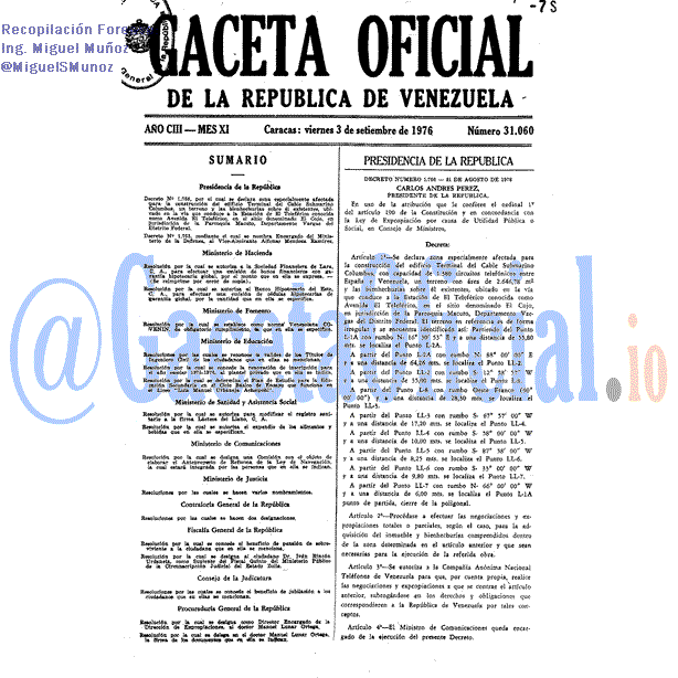 Gaceta Oficial 31060 del 3 Septiembre 1976