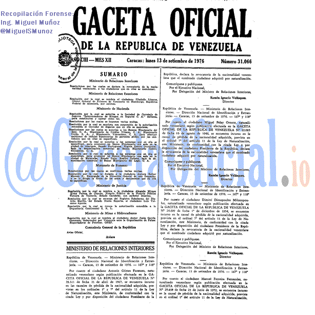 Gaceta Oficial 31066 del 13 Septiembre 1976