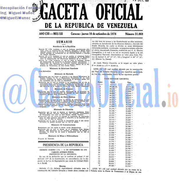 Gaceta Oficial 31069 del 16 Septiembre 1976