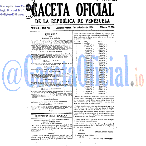 Gaceta Oficial 31070 del 17 Septiembre 1976