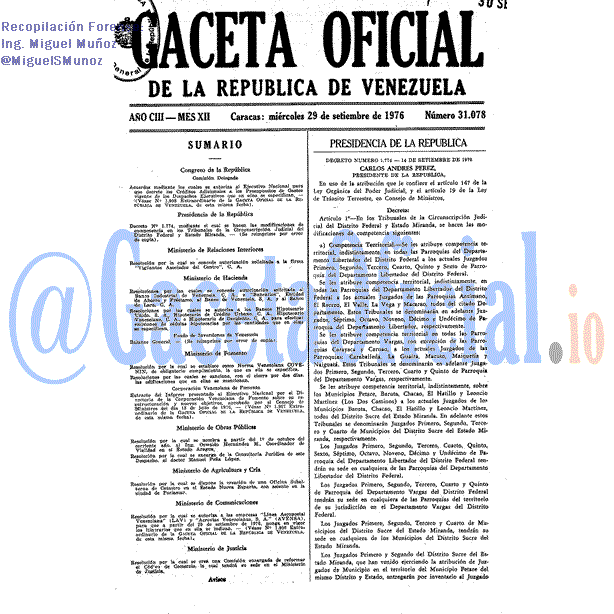 Gaceta Oficial 31078 del 29 Septiembre 1976