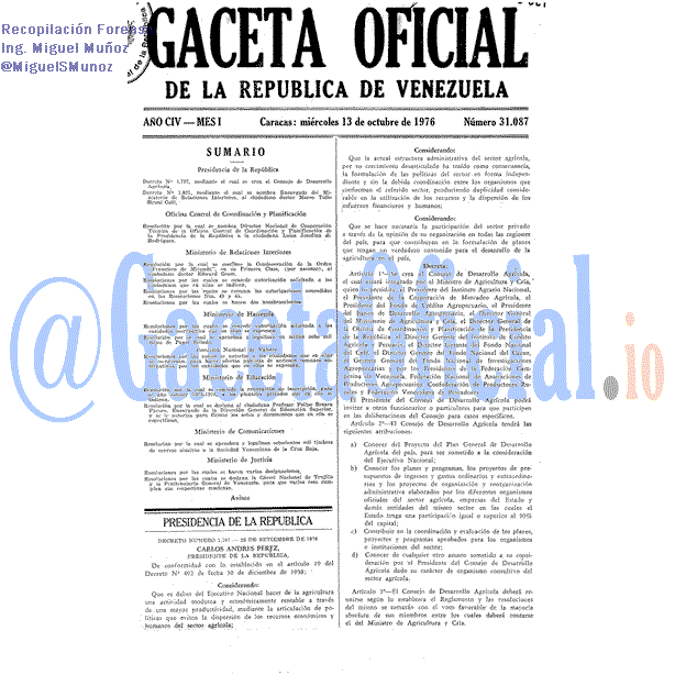 Gaceta Oficial 31087 del 13 Octubre 1976