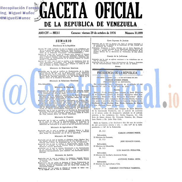 Gaceta Oficial 31099 del 29 Octubre 1976