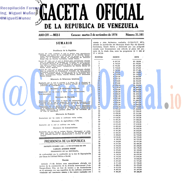 Gaceta Oficial 31101 del 2 Noviembre 1976