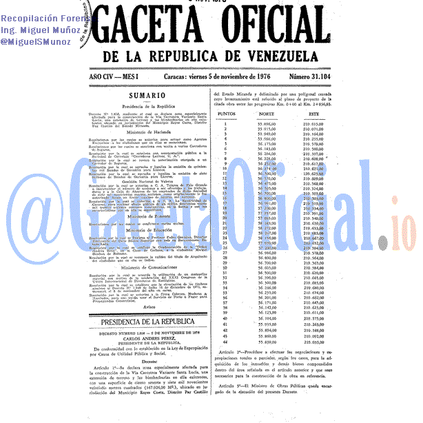 Gaceta Oficial 31104 del 5 Noviembre 1976