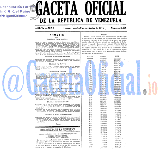 Gaceta Oficial 31106 del 9 Noviembre 1976