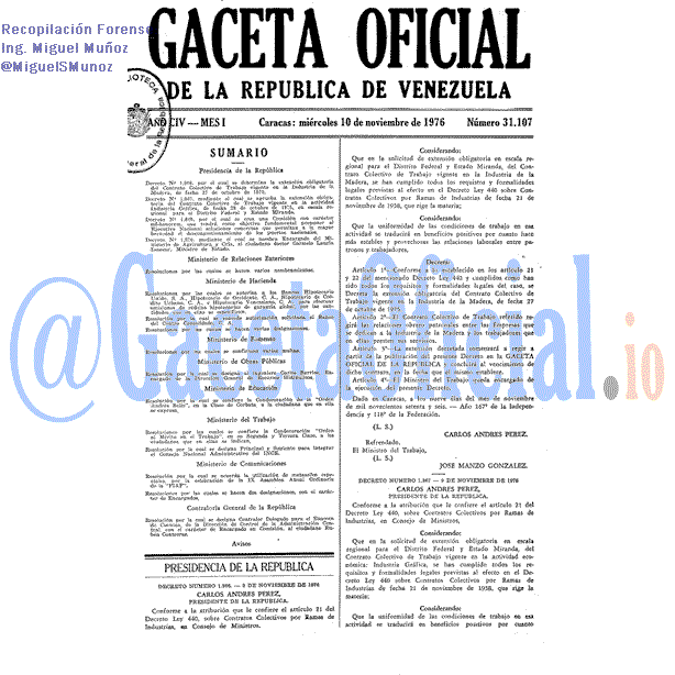 Gaceta Oficial 31107 del 10 Noviembre 1976