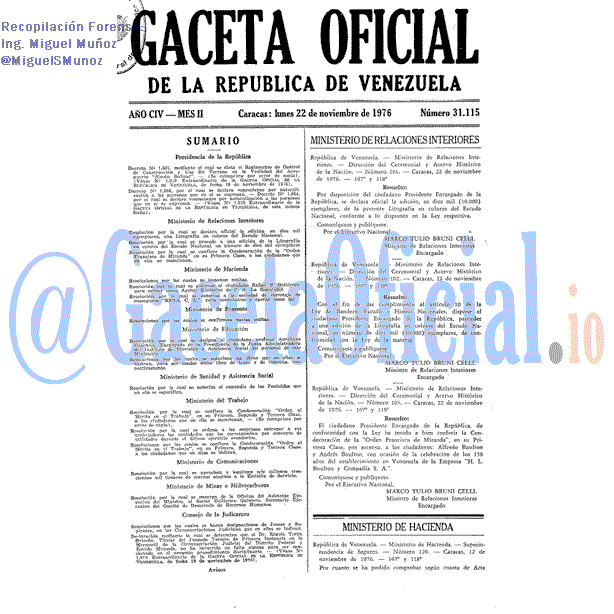 Gaceta Oficial 31115 del 22 Noviembre 1976