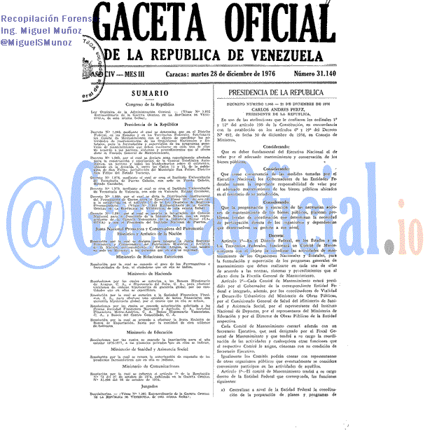 Gaceta Oficial 31140 del 28 Diciembre 1976