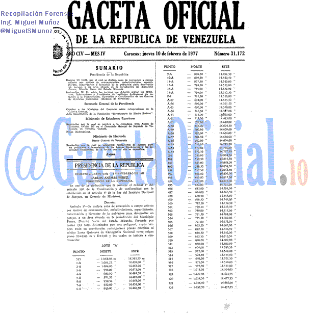 Gaceta Oficial 31172 del 10 Febrero 1977