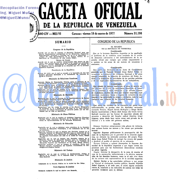 Gaceta Oficial 31198 del 18 Marzo 1977