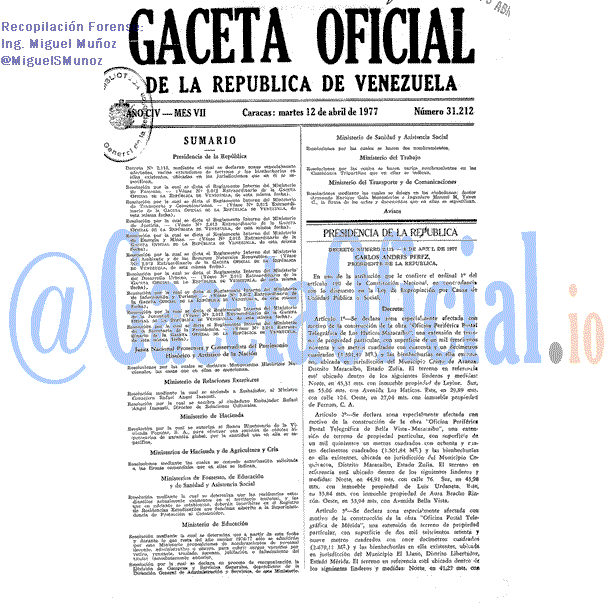 Gaceta Oficial 31212 del 12 Abril 1977