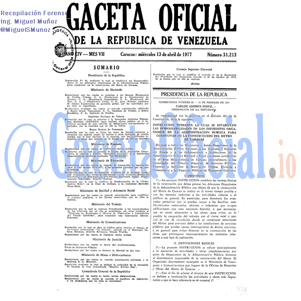 Gaceta Oficial 31213 del 13 Abril 1977